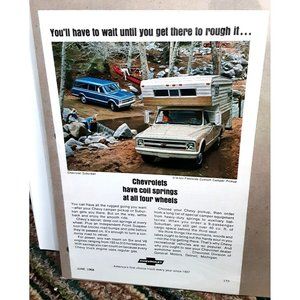 1968 Chevy Suburban Fleetside Custom Camper Pickup Print Ad vintage 60s